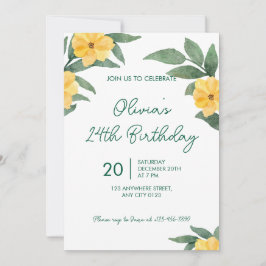 Garden Party Yellow Floral Birthday Invitation Inbjudningar