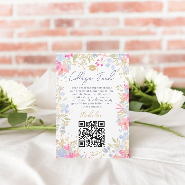 Garden pastel Wildblommor College fond studenten Tilläggskort (Garden pastel wildflowers college fund graduation enclosure card)