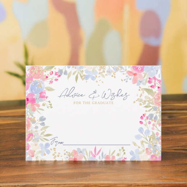 Garden Pastel Wildblommor studenten Tilläggskort (Garden pastel wildflowers graduation advice enclosure card)
