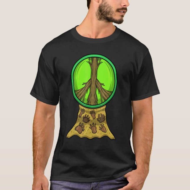 Garden Peace Gardener Hippie Tree Roots Animal Foo T Shirt (Framsida)