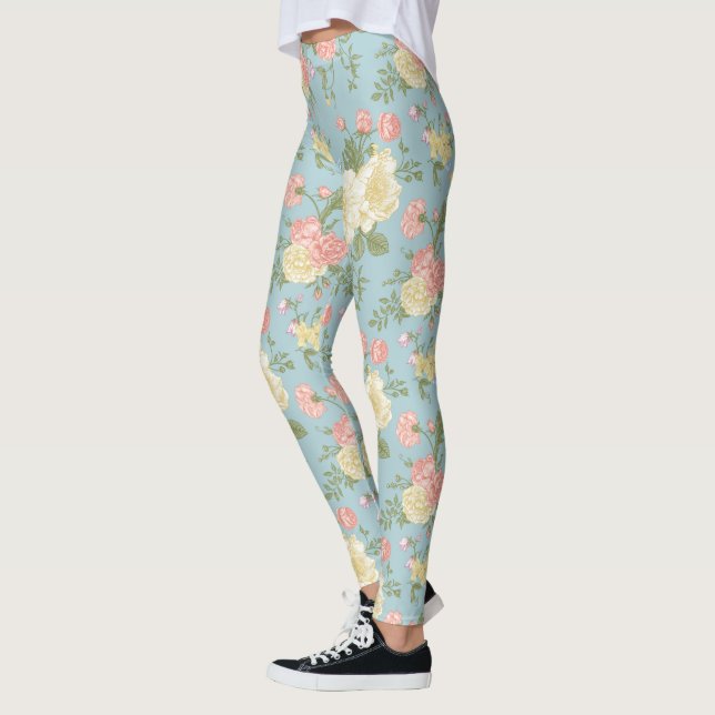 Garden Peony Blommönster Leggings (Vänster)