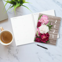 Garden Peony Flowers på Rustic Wood