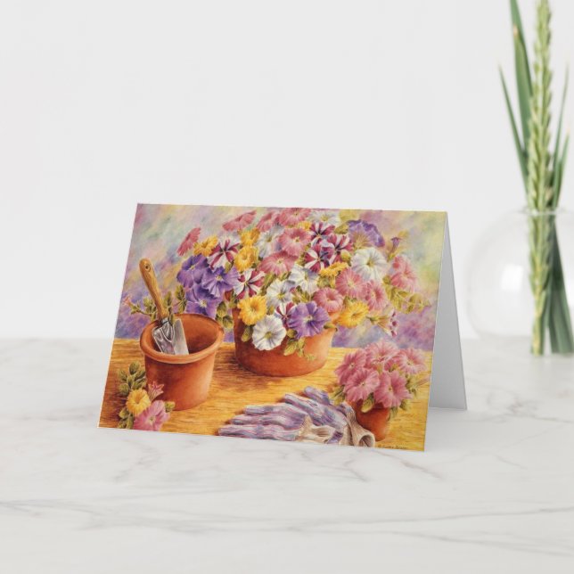 Garden Petunias Blanka kort för hälsning (Framsida)