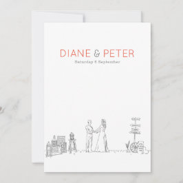 Garden Picnic Minimalist Black and White Bröllop Inbjudningar