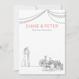 Garden Picnic Minimalist Black and White Bröllop Inbjudningar