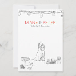 Garden Picnic Minimalist Black and White Bröllop Inbjudningar