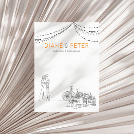 Garden Picnic Minimalist Black and White Bröllop Inbjudningar