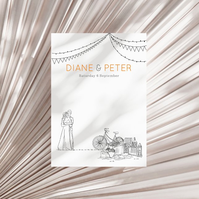 Garden Picnic Minimalist Black and White Bröllop Inbjudningar (Sample (front))