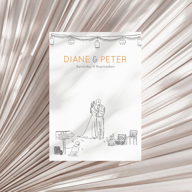 Garden Picnic Minimalist Black and White Bröllop Inbjudningar (Sample (front))