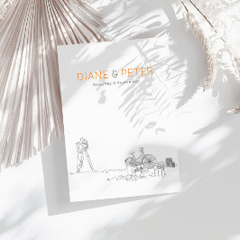 Garden Picnic Minimalist Black and White Bröllop Inbjudningar