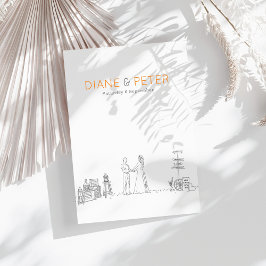 Garden Picnic Minimalist Black and White Bröllop Inbjudningar