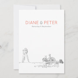 Garden Picnic Minimalist Black and White Bröllop Inbjudningar