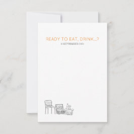 Garden Picnic Minimalist Black and White Bröllop OSA Kort