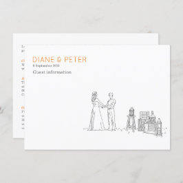 Garden Picnic Minimalist Black and White Bröllop Tilläggskort