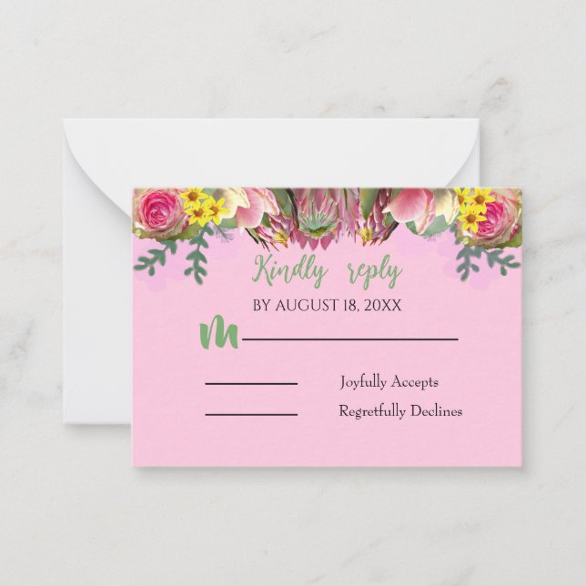 Garden Pinkt-svarskort för vacker botanisk Blommig Anteckningskort (Framsida)