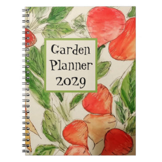Garden Planner med vattenfärg på grönsaker Anteckningsbok