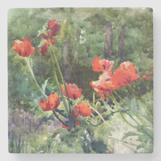 Garden Poppies (från Mildred Anne Butler) Stenunderlägg (Framsidan)
