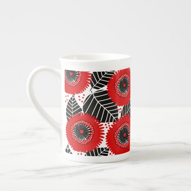 Garden Poppy Flowers Specialty Mugg Benporslin Mugg (Vänster)