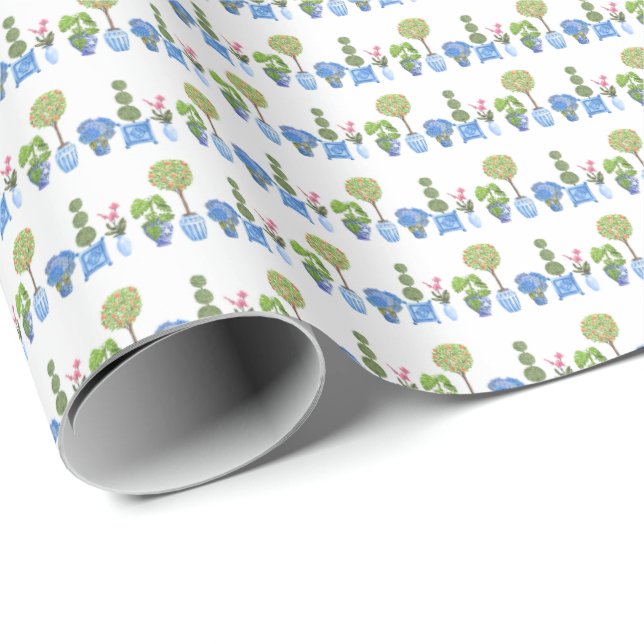 Garden Pots (on White) Wrapping Paper Presentpapper (Rullad Hörn)