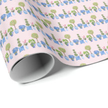 Garden Pots Wrapping Paper (on Pink)