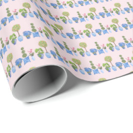 Garden Pots Wrapping Paper (on Pink) Presentpapper