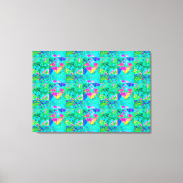 Garden Quilt Painting with Hydrangea and Blues Canvastryck