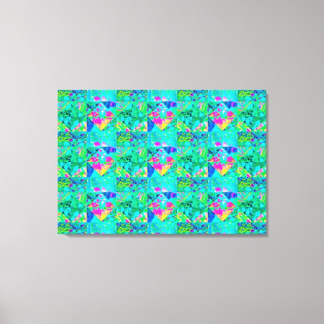 Garden Quilt Painting with Hydrangea and Blues Canvastryck (Framsida)