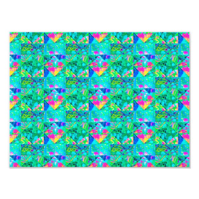 Garden Quilt Painting with Hydrangea and Blues Fototryck (Framsidan)