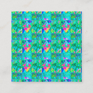 Garden Quilt Painting with Hydrangea and Blues Fyrkantigt Visitkort