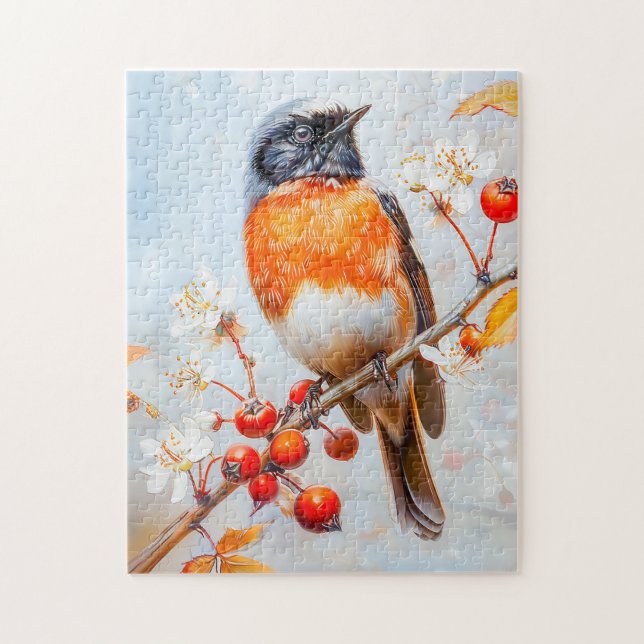 Garden Redstart i Soft Impressionist Brushstrokes Pussel (Vertikal)