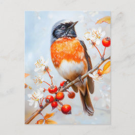 Garden Redstart i Soft Impressionist Brushstrokes Vykort