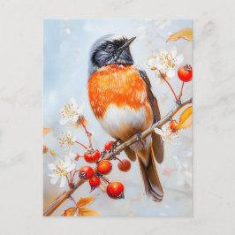 Garden Redstart i Soft Impressionist Brushstrokes Vykort
