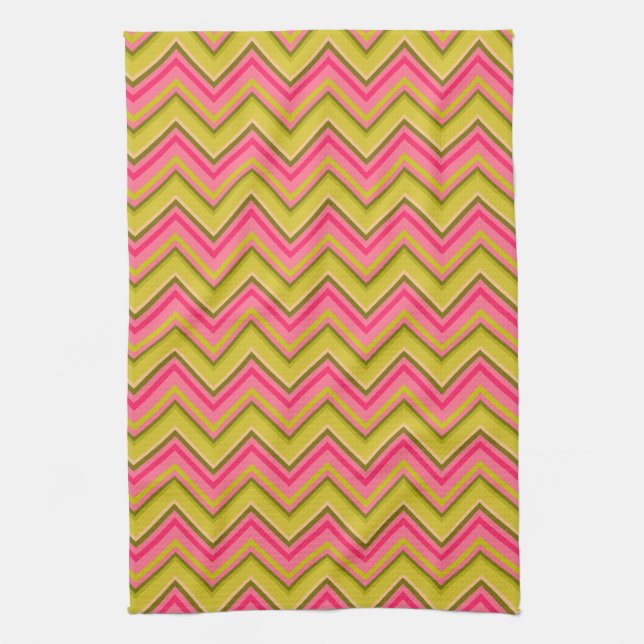 Garden Ro Chevron i Rosa och Grönt Kökshandduk (Vertikal)