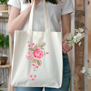 Garden Ro Flower Tote Bag Tygkasse