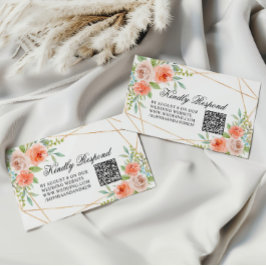 Garden Ro och Guld Ram Bröllop QR-OSA för QR-koden Tilläggskort