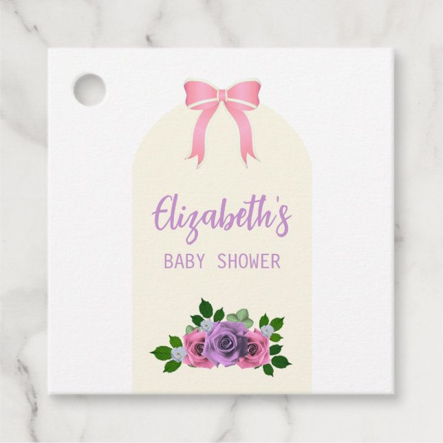 Garden Ro Rosa Baby Shower Gåvor Etiketter (Framsida)
