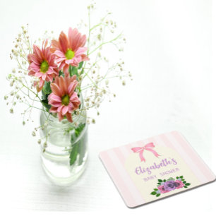 Garden Ro Rosa Baby Shower Underlägg Papper Kvadrat