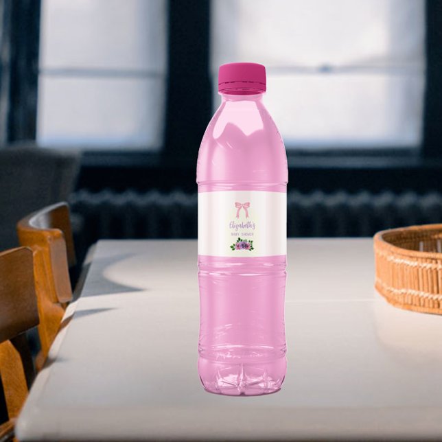 Garden Ro Rosa Baby Shower Vattenflaskor Etikett (Skapare uppladdad)
