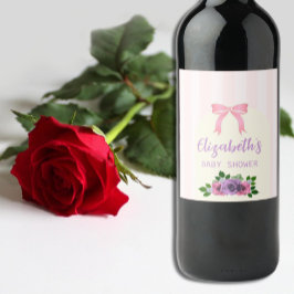 Garden Ro Rosa Baby Shower Vinflaska Etikett