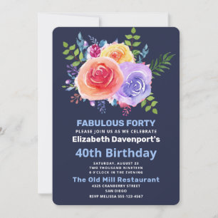 Garden Ro Watercolor Flowers Birthday Inbjudningar