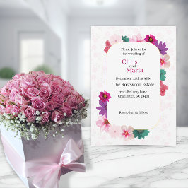 Garden Romance: Light Pink Floral Wedding Inbjudningar