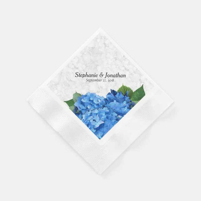 Garden Romantik Blue Hydrangea Blommigt Napkins Pappersservett (Hörn)