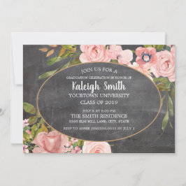 Garden Rosa Blommigt Chalkboard Grad Party Inbjudningar