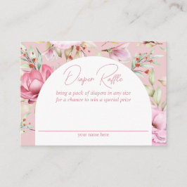 Garden Rosa Blommigt Diaper Raffle Tilläggskort