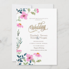 Garden Rosa Flowers Bröllop Inbjudningar