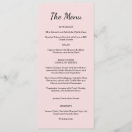 Garden Rose Pink Wedding Menu  Meny