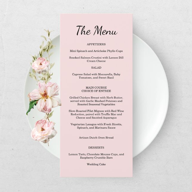 Garden Rose Pink Wedding Menu  Meny (Skapare uppladdad)