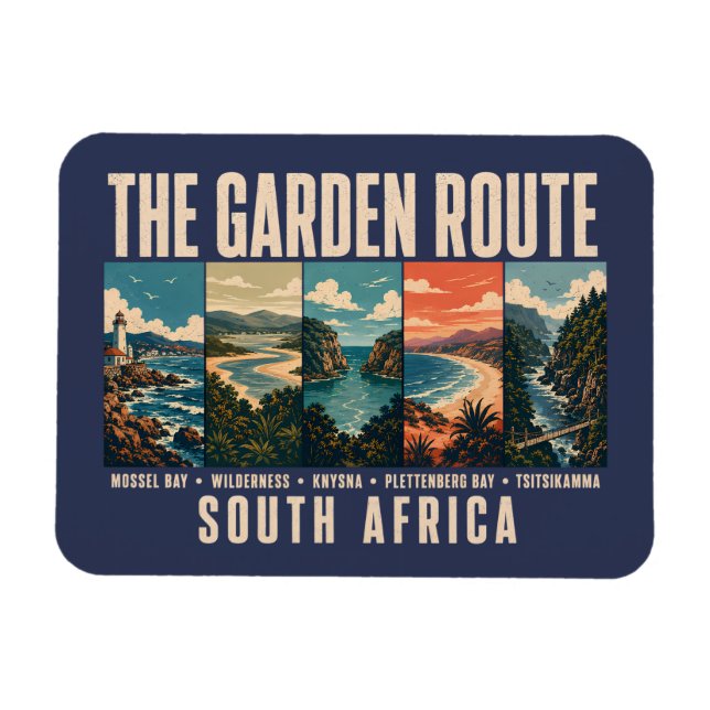 Garden Route South Africa Illustration Vintage Magnet (Horisontell)