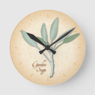 Garden Sage Herb Clock Rund Klocka
