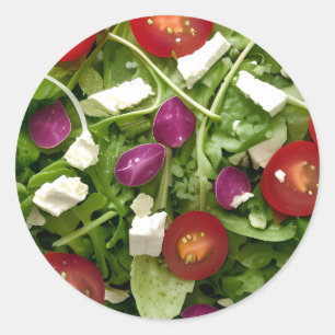 Garden Salad Tomates och Feta Cheese Runt Klistermärke